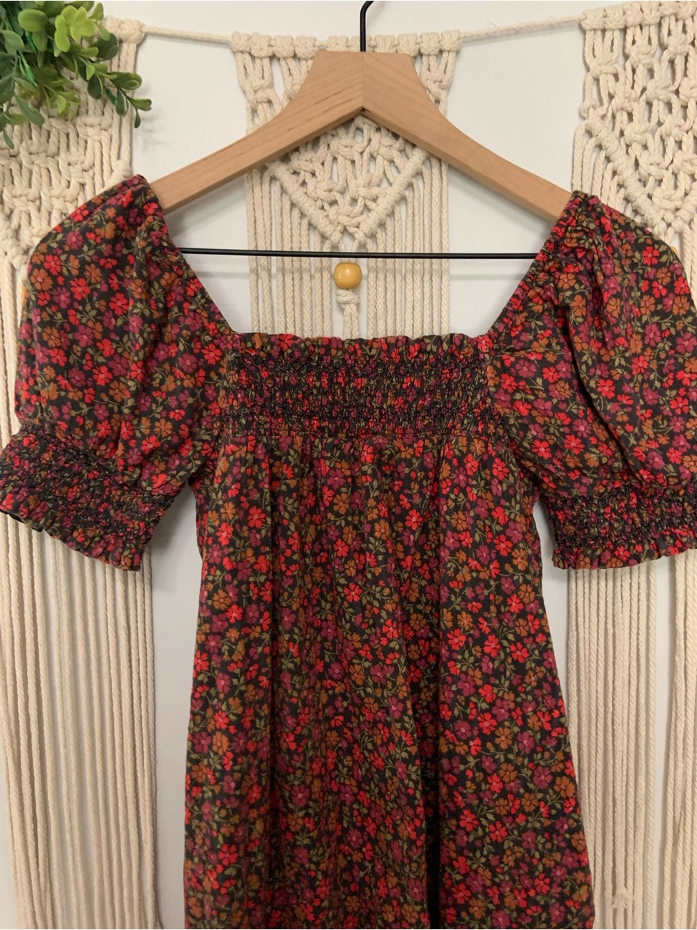 AMERICAN EAGLE Women’s Floral Smocked Puff Sleeve Babydoll Dress XS - Picture 5 of 14